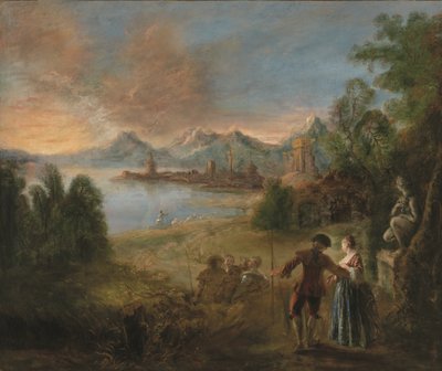 De pelgrimstocht naar het eiland Cythera (olieverf op doek) door Jean Antoine Watteau