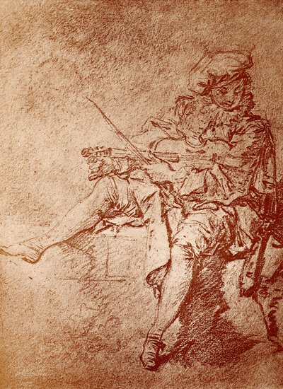 De violist door Jean Antoine Watteau