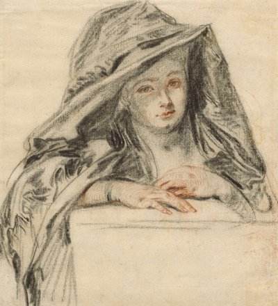 Vrouw in Zwart, c.1719 door Jean Antoine Watteau