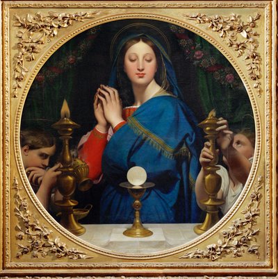 De maagd met de gastheer, tondo door Jean Auguste Dominique Ingres