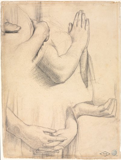 Studie van handen door Jean Auguste Dominique Ingres