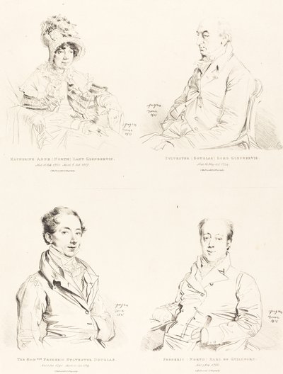 Sylvester (Douglas) Lord Glenbervie; Katherine Anne (North) Glenbervie; Frederic (North) Graaf van Guilford; Frederic Sylvester Douglas door Jean Auguste Dominique Ingres