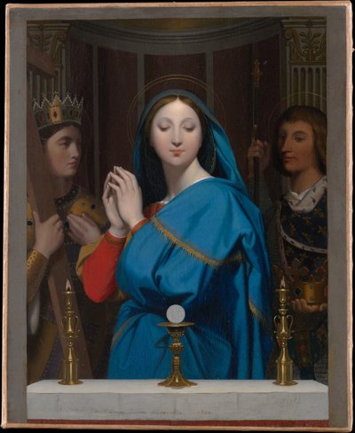 De maagd die de hostie aanbidt door Jean Auguste Dominique Ingres