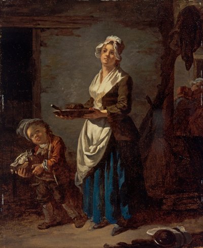 Een keukenmeid en een afwashulp door Jean Baptiste (1728 1806) Charpentier