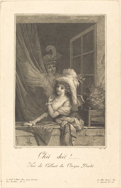 Chit chit!, gegraveerd door Jacques-Louis Copia door Jean Baptiste (after) Mallet