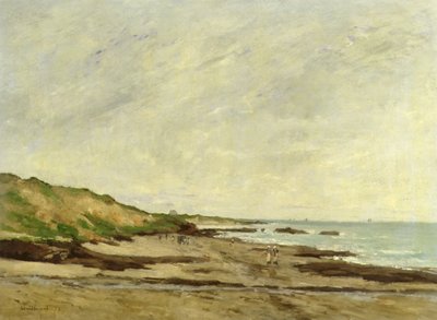 Een kustzicht met figuren aan de oever door Jean Baptiste Antoine Guillemet
