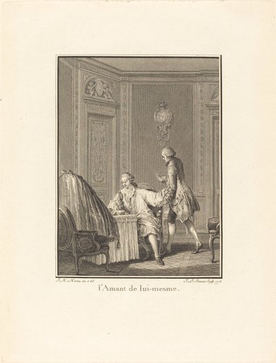 De Minnaar van Zichzelf door Jean Baptiste Blaise Simonet after Jean Michel Moreau
