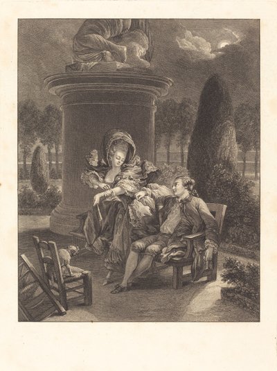 De avond in de Thuileries door Jean Baptiste Blaise Simonet after Pierre Antoine Baudouin