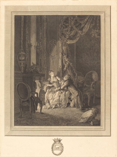 Het gevaar van tête-à-tête door Jean Baptiste Blaise Simonet after Pierre Antoine Baudouin