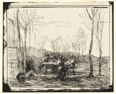 Een Picknick in de Open Plek door Jean Baptiste Camille Corot