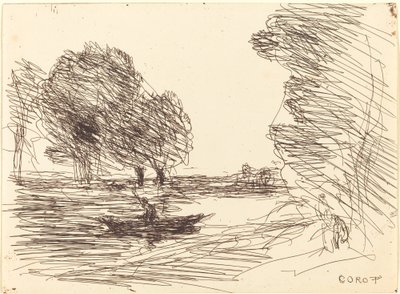 Schipper (Le Batelier) door Jean Baptiste Camille Corot