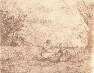 Boerenkinderen door Jean Baptiste Camille Corot
