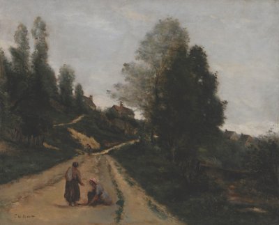 Frans: Gouvieux, près Chantilly. Pad naar boven door Jean Baptiste Camille Corot