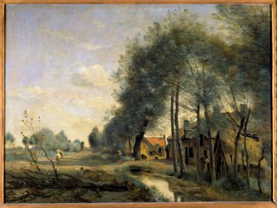 La route de Sin le Noble, nabij Douai door Jean Baptiste Camille Corot