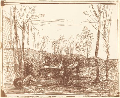 Lunch in een Open Plek door Jean Baptiste Camille Corot