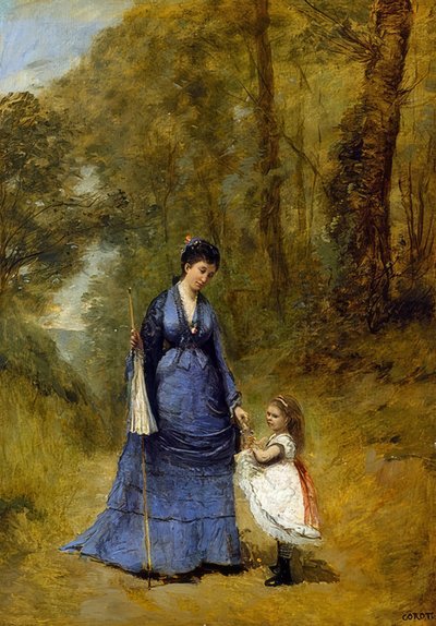 Madame Stumpf en haar dochter door Jean Baptiste Camille Corot