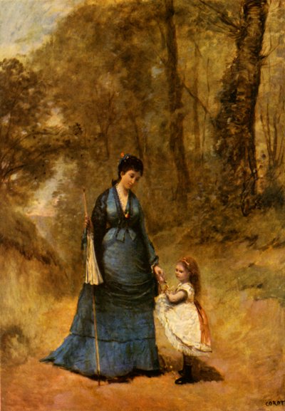Madame en Mademoiselle Stumpf door Jean Baptiste Camille Corot