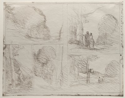 De Tuin van Pericles; Het Pad van de Schilder; Krabbel; De Grote Houthakker; De Toren van Hendrik VIII door Jean Baptiste Camille Corot
