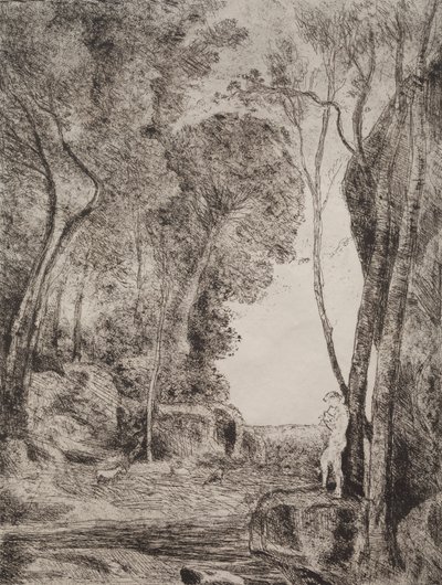 De kleine herder door Jean Baptiste Camille Corot