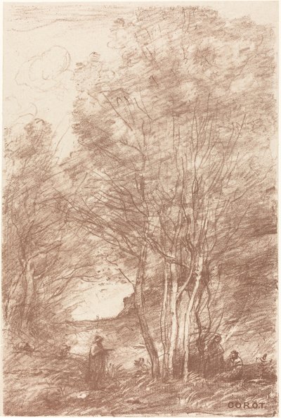 Het Filosofenverblijf door Jean Baptiste Camille Corot