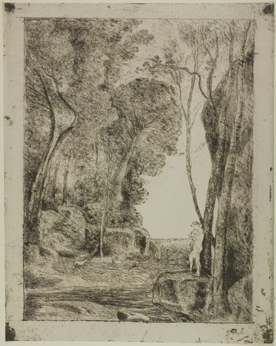 De jonge herder, eerste plaat door Jean Baptiste Camille Corot