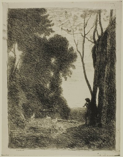 De jonge herder, tweede plaat door Jean Baptiste Camille Corot