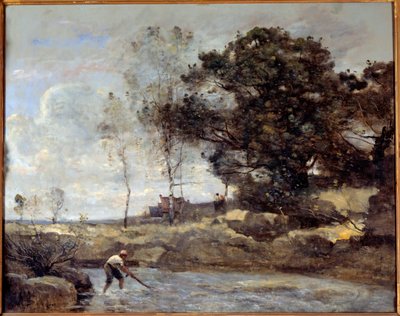 Het net ophalen door Jean Baptiste Camille Corot