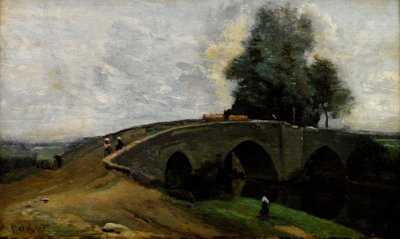 De oude brug door Jean Baptiste Camille Corot