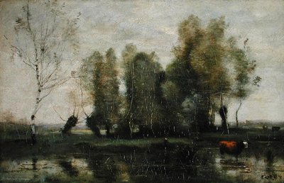 Bomen in een moerassig landschap, ca. 1855-60 door Jean Baptiste Camille Corot