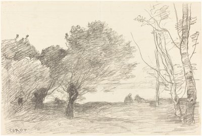 Wilgen en Witte Populieren door Jean Baptiste Camille Corot