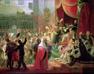 De Eerste Uitreiking van Kruisen van het Legioen van Eer in de Kerk van de Invalides, 14 juli 1804, 1812 door Jean Baptiste Debret
