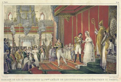 Het huwelijk van Amelie van Leuchtenberg door Jean Baptiste Debret
