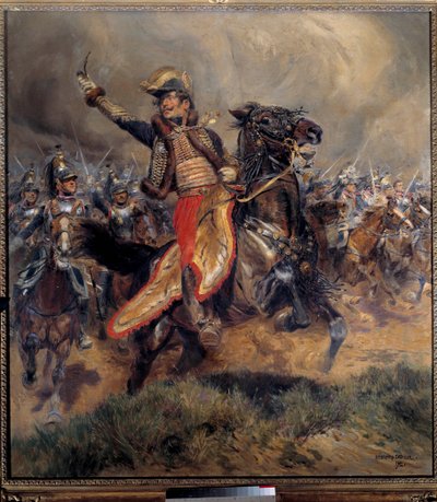 Napoleontische oorlog: De laatste post van generaal Antoine Charles Graaf van Lasalle, gedood bij Wagram op 6 juli door Jean Baptiste Edouard Detaille