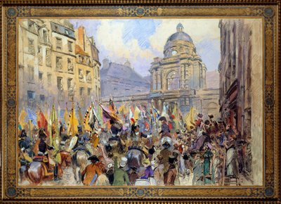 De overgave aan de Senaat van trofeeën na de Slag bij Ulm en Austerlitz in 1806 door Jean Baptiste Edouard Detaille