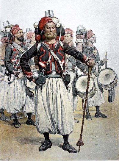 Zouave Tamboer-majoor, Noord-Afrika door Jean Baptiste Edouard Detaille