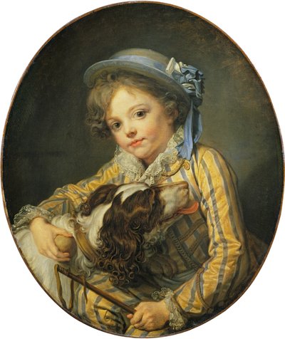 Jonge jongen met hond door Jean Baptiste Greuze