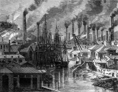 Een koperen fabriek in Cornwall, 19e eeuw door Jean Baptiste Henri Durand Brager