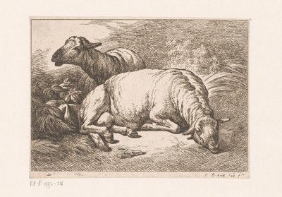 Twee schapen door Jean Baptiste Huet (le vieux)