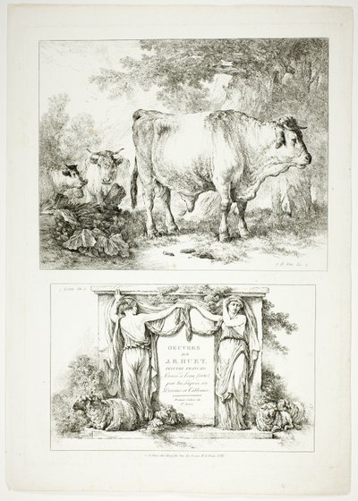 Plaat Een van 38 uit Oeuvres de J. B. Huet door Jean Baptiste Huet