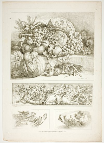 Plaat Drie van 38 uit Oeuvres de J. B. Huet door Jean Baptiste Huet