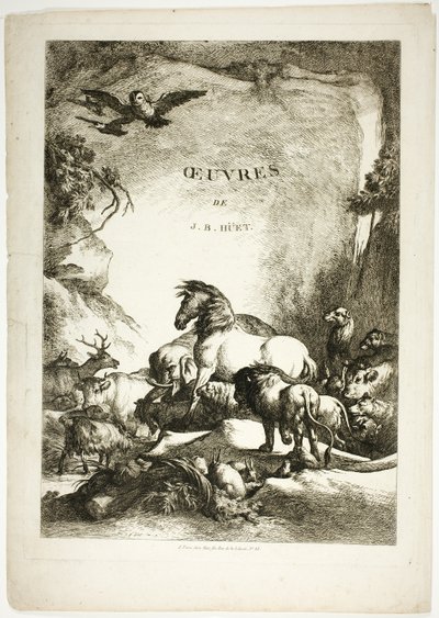 Titelpagina uit Oeuvres de J. B. Huet door Jean Baptiste Huet
