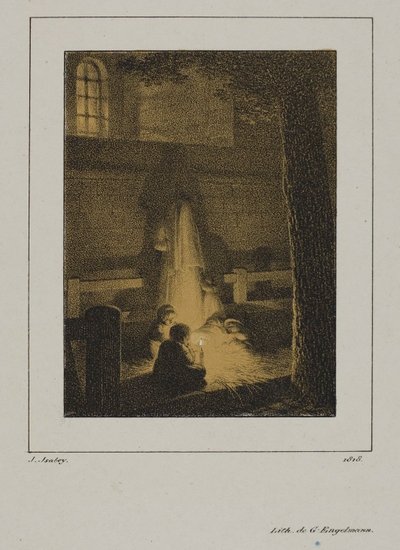 Groep kinderen rond een kaars door Jean Baptiste Isabey