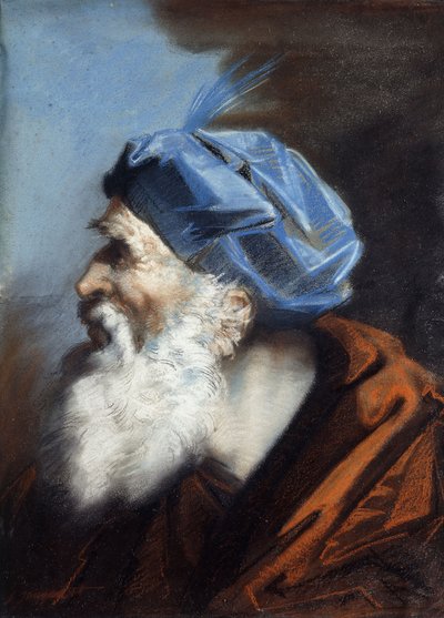 Een hoofd van Jozef van Arimathea, kijkend naar links door Jean Baptiste Jouvenet