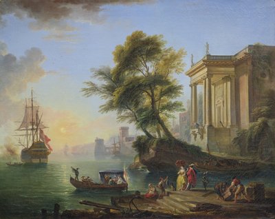 Marina, zonsondergang door Jean Baptiste Lallemand