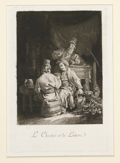 De deugd in de cabaret en De voerman en de melkmeid door Jean Baptiste Le Prince