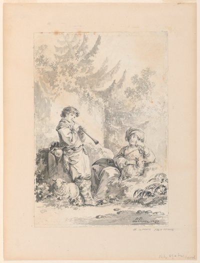 Herderjongen en Herderin in een Landschap door Jean Baptiste Le Prince
