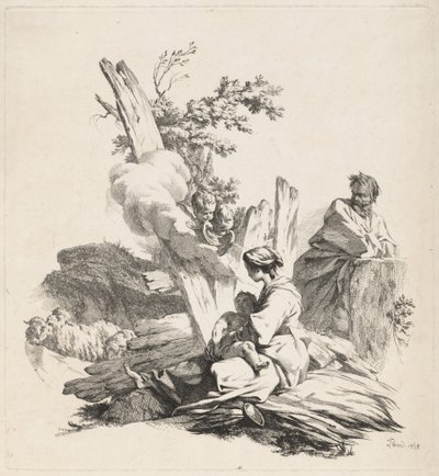 Rust tijdens de vlucht naar Egypte door Jean Baptiste Marie Pierre