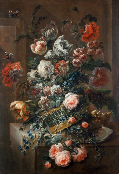 Bloemenstuk met Bonte Tulpen, 1721 door Jean Baptiste Morel