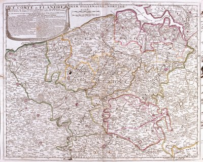 Kaart van het graafschap Vlaanderen (huidig West- en Oost-Vlaanderen van België) door Jean Baptiste Nolin
