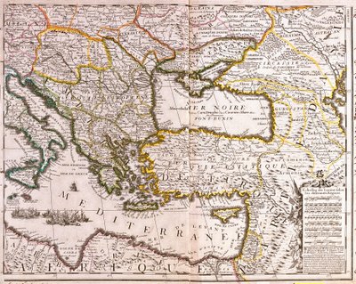 Kaart van de Oostelijke Middellandse Zee en Zwarte Zee landen, Turkije en de provincies van Klein-Azië door Jean Baptiste Nolin